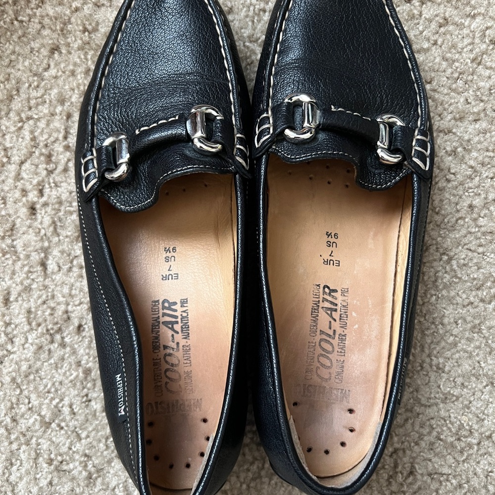 Mephisto Black Leather Flats Timeless Loafers